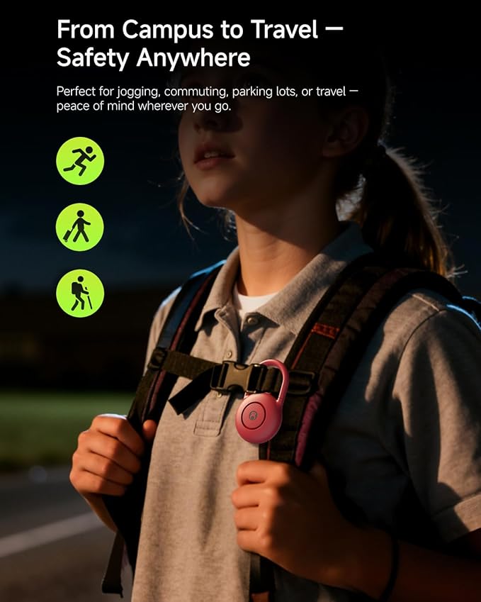 HOU Personal Safety Alarm for Women – Super Loud 130dB USB-C Rechargeable Alarm with 4 LED Light Modes & Long Battery Life – Self Defense Keychain for College Girls & Seniors, Magenta