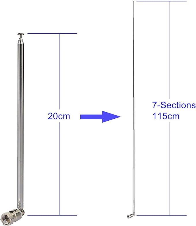 Bingfu FM Antenna 115cm 7 Sections Telescopic FM Radio Antenna Replacement for Yamaha Onkyo Pioneer Marantz Indoor Sound HD Radio Bluetooth Home Stereo Receiver AV Audio Video Home Theater Receiver