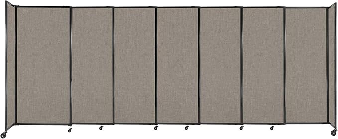 Versare Straightwall Sliding Portable Wall Partition | Freestanding Office Dividers | Locking Wheels | Temporary Room Separator | 15'6" Wide x 6' Tall Warm Pebble Fabric Panels