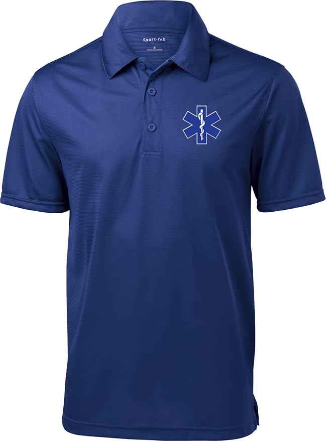 EMS Star of Life Logo Chest Print Textured Polo Shirt