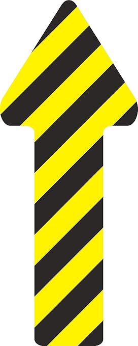 5S Location Marking Arrow- Durable Laminated LSE (Low Surface Energy) Arrow Shaped Floor Marker by Graphical Warehouse- 5S Safety and Security Signage (10x3.5", Black/Yellow, 25)