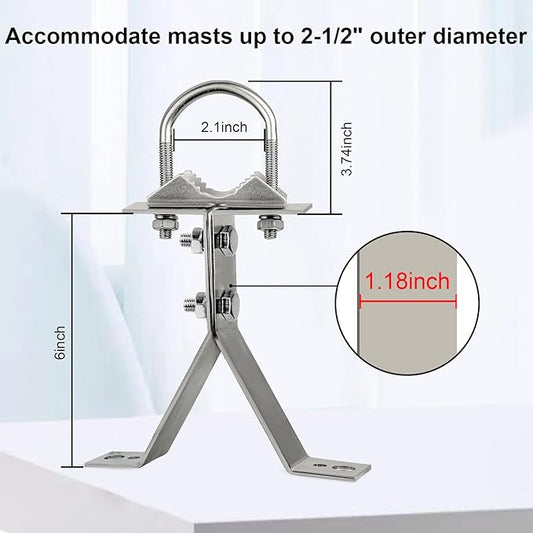 XRDS-RF Antenna Wall Mount 6 Inch Heavy-Duty Stand Off Wall Mast Mount Windproof Mounting Bracket for TV Mast (2-Leg + 2-Leg)