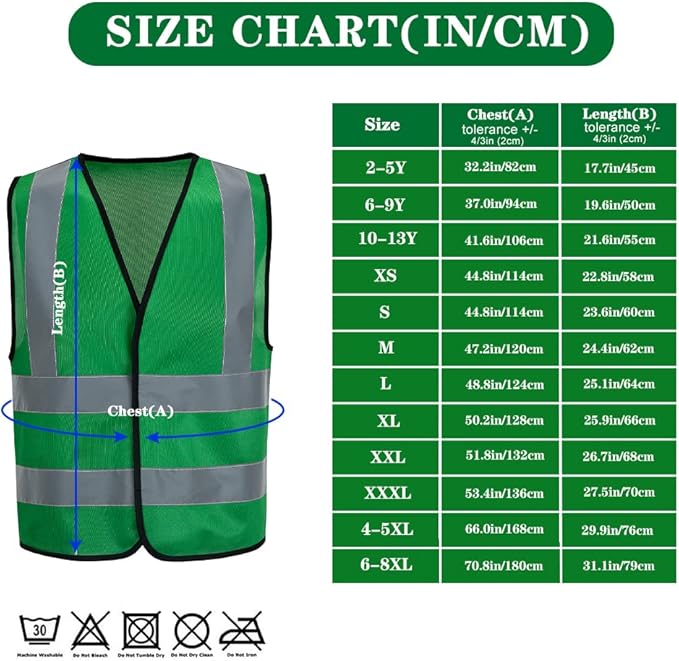 AYKRM 12 colour High visibility viz vest hi vis viz reflective work construction safety vest (XS-8XL)
