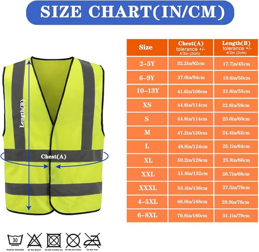 AYKRM 12 colour High visibility viz vest hi vis viz reflective work construction safety vest (XS-8XL)