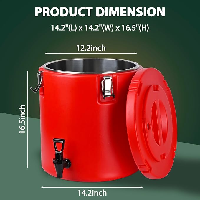 8 Gal Insulated Beverage Dispenser, Commercial Cold & Hot Drink Dispenser with 304 Stainless Steel Interior and Spout, Portable Water Jug for Camping, Party, Commercial Catering