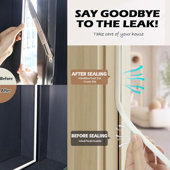 40FT Weather Stripping Door Seal - Self Adhesive Weather Insulation Strip Weatherstripping Silicone D Shaped Seal Strip Door Frame Gap Filler/Window Soundproofing