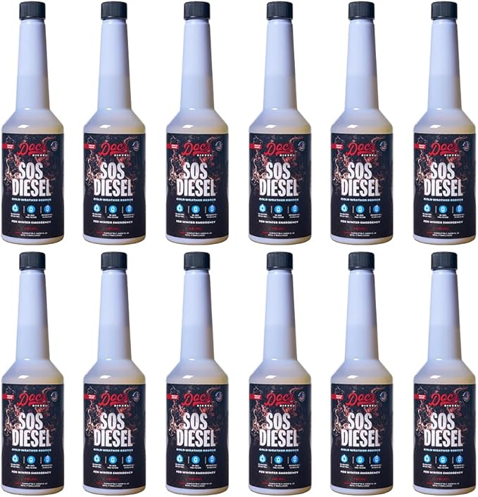 Doc’s SOS Diesel Rescue Emergency Diesel Fuel Additive & Flow Restore Treatment | De-Icer & Anti-Gel for Fuel System Recovery - 12-Pack (192 oz)