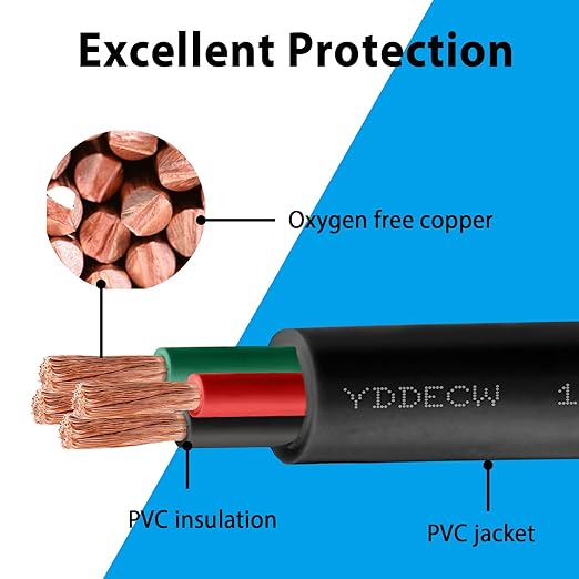 100ft 14/4 14 AWG Portable Power Cable (4 Conductor) - SOOW 600V 14 Gauge Electric Wire for Motor Leads, Portable Lights, Battery Chargers and Machinery - 4 Conductor - 100 Feet Electrical Cord