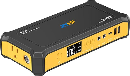 JIYHF Portable Power Station 99.9Wh, Laptop Charger & Backup Power with 65W USB-C PD, 100W AC Outlet, 12V DC Output, LED Light for Camping, Home Backup, Emergency, RV
