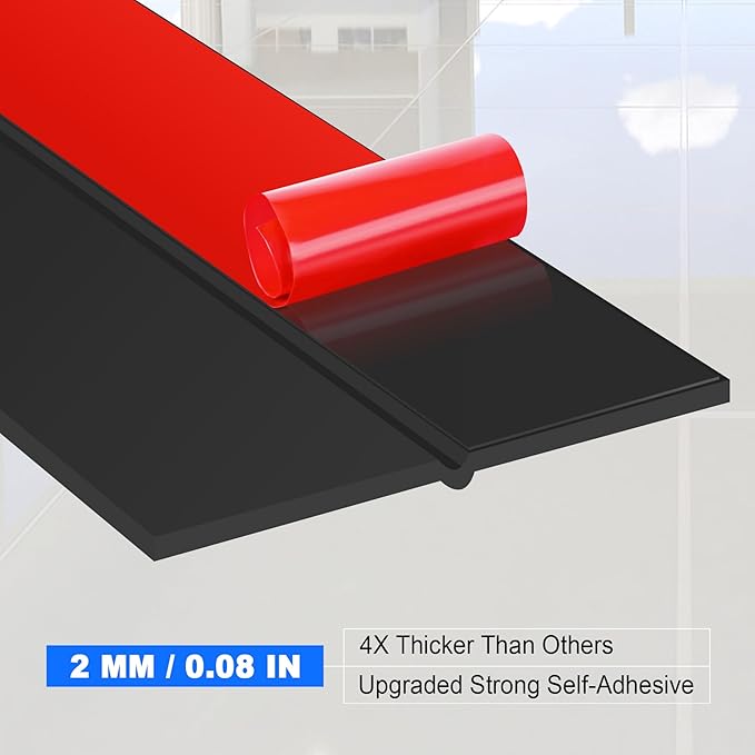 ToLanbbt Silicone Door Seal Strip 2in x 10ft, Black - Weather Stripping for Doors & Windows