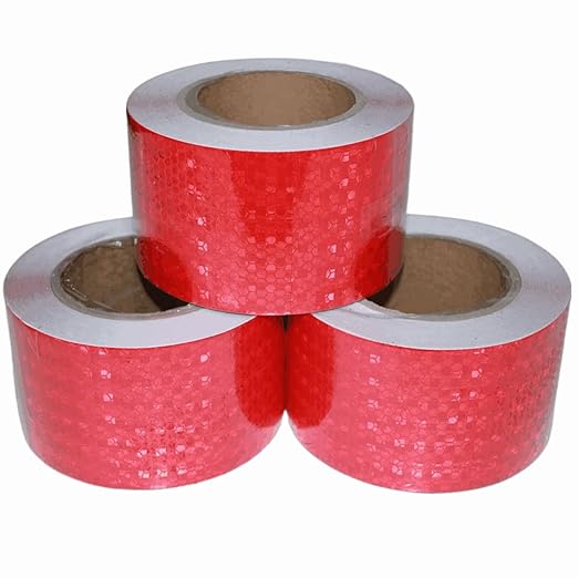 Red Reflective Tape Outdoor Waterproof 3 inch Wide for Trailer, High Visibility Safety Warning Adhesive Strips (66 feet, 3 Rolls)