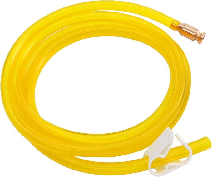 Siphon Hose, 6FT Gas Pump Siphon Hose with 1/2" Copper Valve – Multi-Purpose for Quick & Safe Transfer of Gasoline, Oil, Diesel, and Water