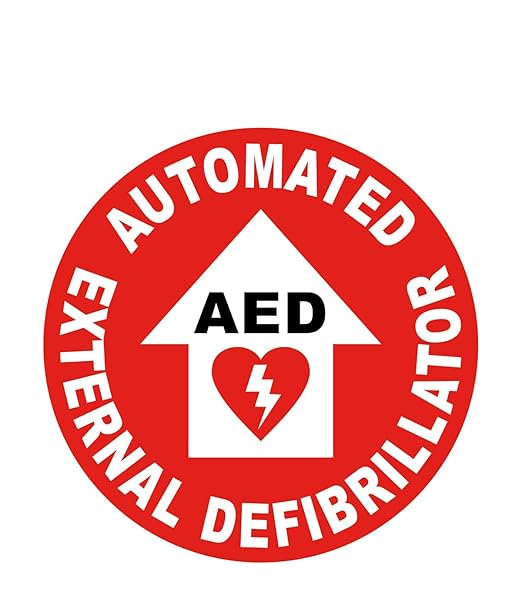 Stranco Non-Slip Floor Sign “AUTOMATIC EXTERNAL DEFIBRILLATOR” | 17” Black and White on Red | Permanent Acrylic Adhesive, Pebble-Textured Laminate, Durable 20 mil Construction, Slip-Resistant Safety Label