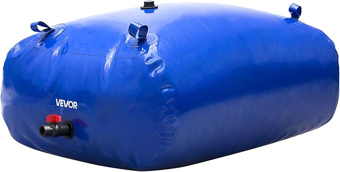 VEVOR Water Storage Bladder, 87 Gallon (330L) Water Storage Container Tank, 1000D PVC Large Capacity Soft Bag Bladder, Collapsible Portable for Garden Irrigation, Camping, RVs, Fire Prevention, Blue