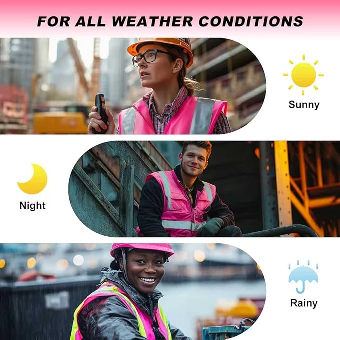 ProtectX Safety Vest for Men Women ANSI Class 2 High Visibility Mesh Reflective Construction Vest with 4 Pockets