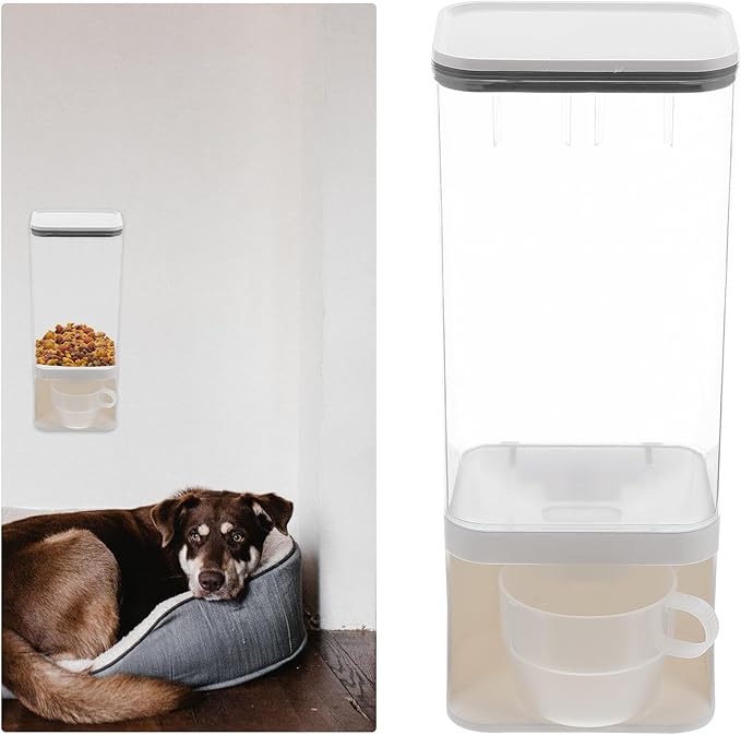 NUOBESTY Wall-mounted Pet Food Storage Container with Airtight Seal and Cup Sealed Dispenser for Dog Cat and Bird Food Snack Tank for Fresh Dry Preservation