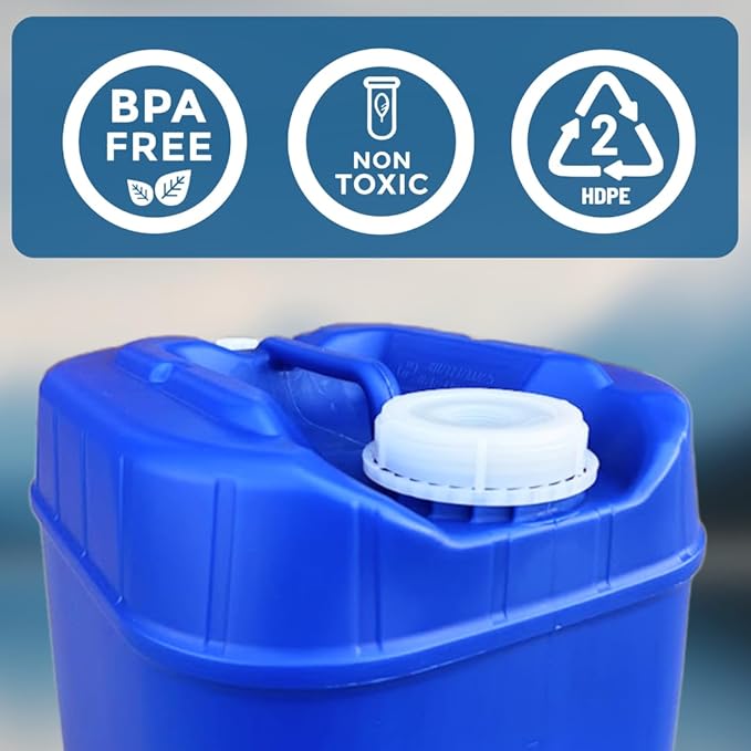5-Gallon Stackable Water Storage Containers, Water Treatment,5 Gallons Each w/Lids + Spigot, Easy Fill, Survial Supply Emergency Water Storage for Disaster Preparedness, 50 Gallon (10 Tanks)