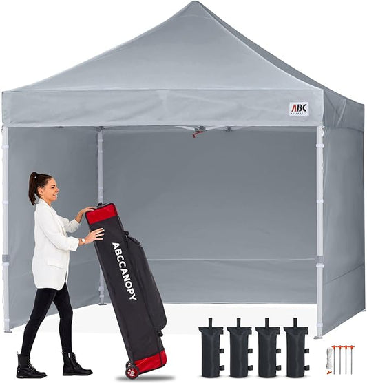 ABCCANOPY Easy Pop Up Canopy Tent with Sidewalls 8x8 Commercial -Series, Gray