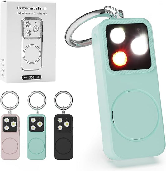 Personal Safety Alarm & Self Defense Keychain, Loud Siren with Strobe Light, Reusable Protection for Jogging, Walking Alone (Cyan)