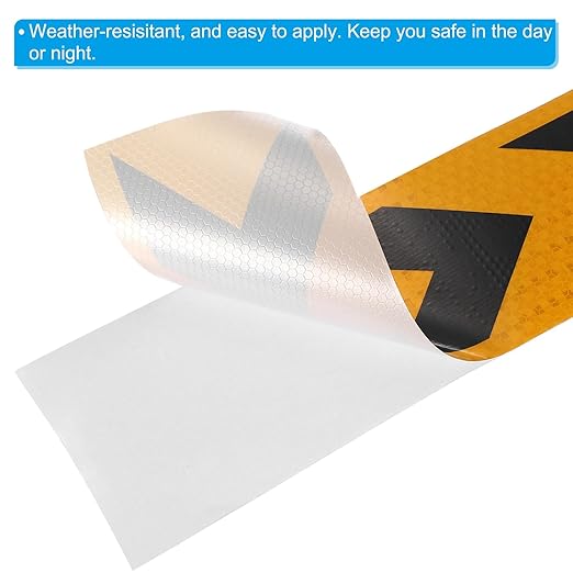 PATIKIL Reflective Tape, 4 Inch x 49 ft Waterproof Self Adhesive High Visibility Safety Warning Arrow Tape Outdoor Reflectors for Trucks Trailers Cars, Yellow Black
