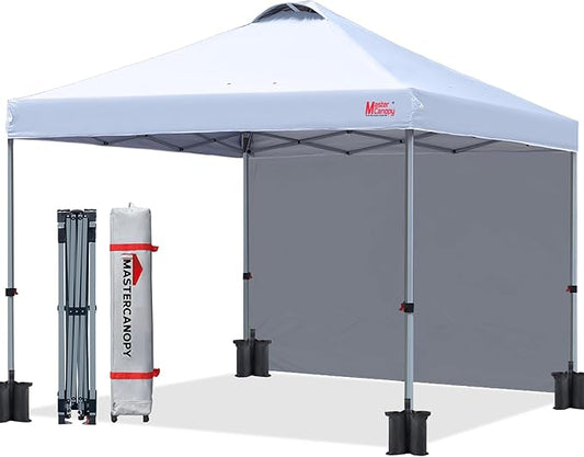 MASTERCANOPY Durable Pop-up Canopy Tent with 1 Sidewall (8'x8',White)