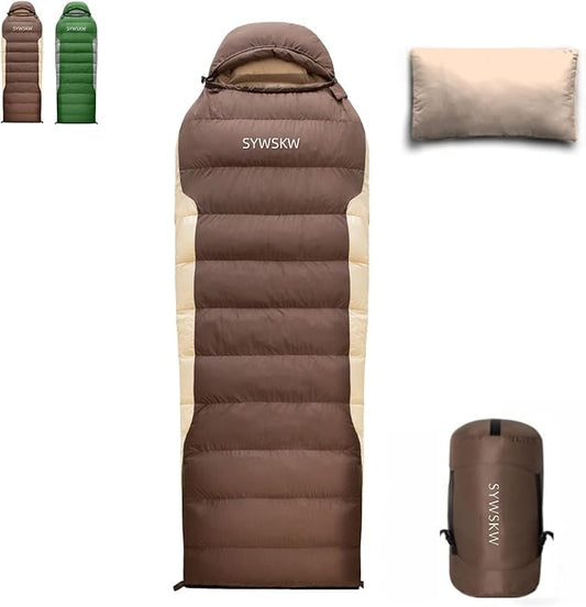 Down Sleeping Bag with Pillow, Ultralight Rectangular Sleeping Bag for Adults, Youth Backpacking,Hiking and Camping Outdoor with YKK Two-Way Zipper 680 FP Down