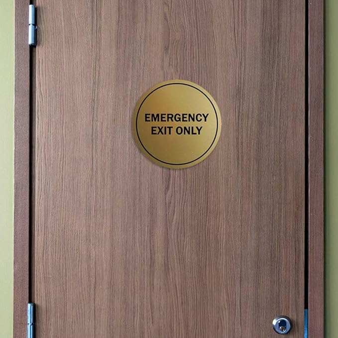 Signs ByLITA Circle Emergency Exit Only Sign (Red/Yellow) - Large 1 Pack