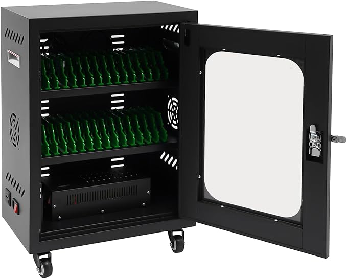 Cell Phone Locker 30 Slot Cellphone Charging Station Metal Cellphone Charging Cabinet Rechargeable Mobile Phone Cabinet for Office Classroom (30 Slot-Black)