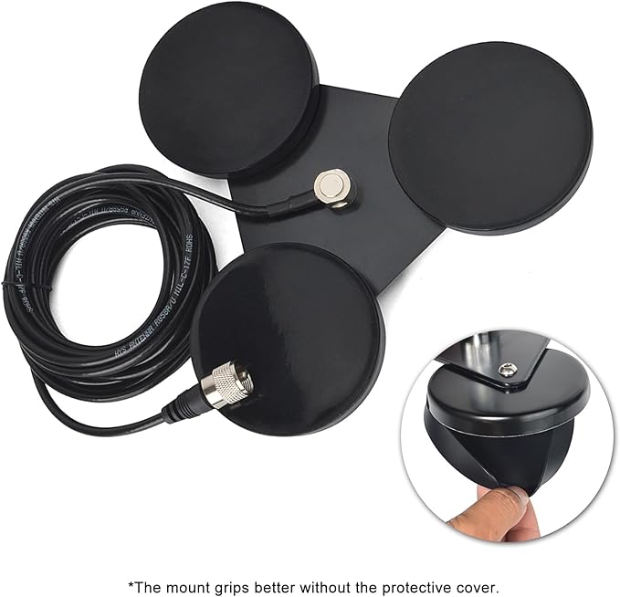 Heavy-Duty SO239 Magnetic Antenna Mount Base with Triple Magnets,W/5M(16.4 ft) RG-58 Cable PL-259 Plug,for Mobile Ham Radio Antenna