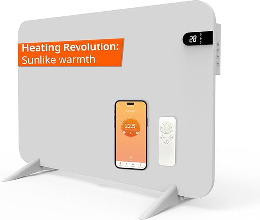 Könighaus 450W Smart Dual Space Heater – Wall heater and mobile use – WiFi App Control & Remote – Includes Towel Rack, Stand Feet & Mounting Kit – Color: White
