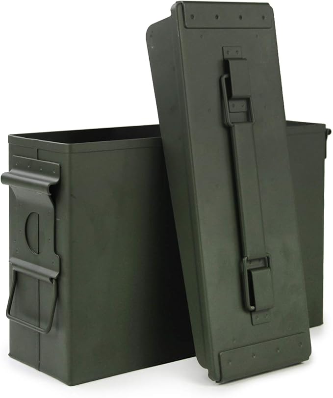 GUGULUZA Metal Ammo Can 30/50 Cal, Lockable Bullet Storage Case, Waterproof & Airtight Containers Box with Flip Top for Long-Term Storage Shotgun, Rifles, Pistols Ammunition