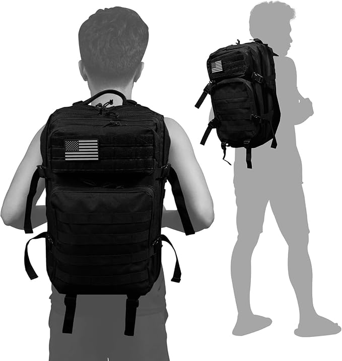 MODERN NEEDS 40L Tactical Backpack | Heavy Duty Military Backpack for Men | Molle Tactical Bag with 7 Compartments | Assault Pack Daypack | Outdoor Camping, Hiking, Survival, Gym, Travel – Black