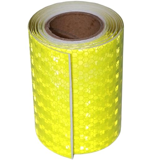 Fluorescent Yellow Reflective Tape Outdoor Waterproof 4 inch Wide, High Visibility Safety Industrial Marking Tape (10 feet, 10 Rolls)
