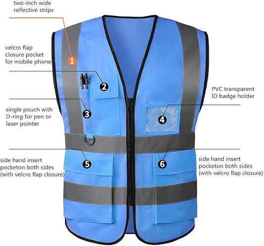 Tydon Guardian Reflective Safety Vest for Women Men High Visibility Security With Pocket Zipper Front Meet ANSI/ISEA Standard