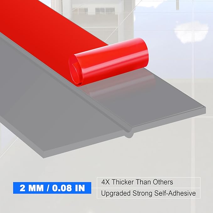 ToLanbbt Weather Stripping Silicone Door Seal Strip 3 in x 20 ft Door Draft Stopper Self Adhesive Door Draft Tape, Side & Bottom Gaps Insulation Strip for Glass Shower Door Sliding Door Window, Gray