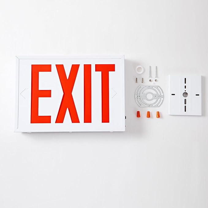 TANLUX New York Approved Emergency Exit Sign, Red Exit Sign with Steel Housing, Hardwired with Battery Backup, AC 120/277V, Single and Double Faces, UL Listed