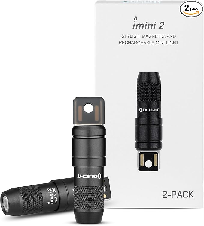 OLIGHT 2 Pack IMINI 2 EDC Rechargeable Keychain Flashlight, 50 Lumens Compact and Portable Mini LED Keyring Lights with Built-in Battery Ideal for Everyday Carry and Emergencies