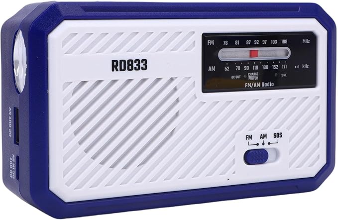 ciciglow Hand Crank Emergency Radio, AM FM Portable Solar Weather Radio with LED Flashlight and SOS Alarm for Outdoor Camping Hiking (Blue)