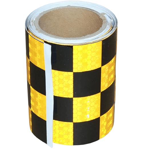 Yellow and Black Reflective Tape 4 inch X 10 feet, Outdoor Waterproof Hazard Conspicuity Warning Industrial Marking Tape