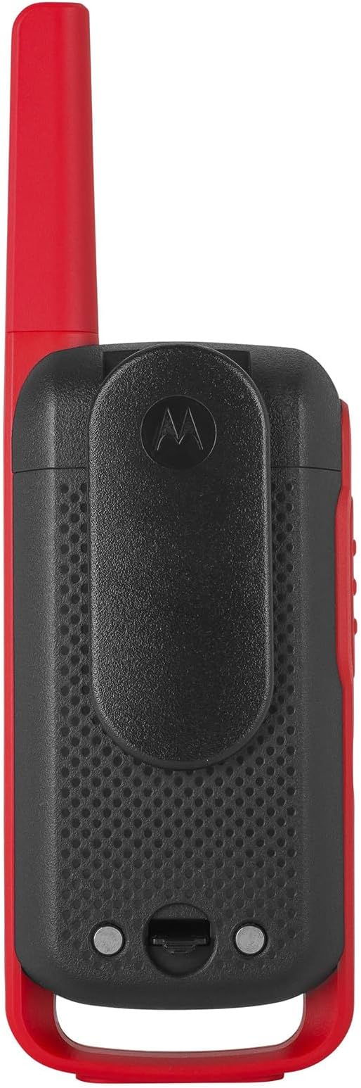 Motorola Solutions Two-Way Radio, 20 Mile Range, 22 Channel | T210 Talkabout | Rechargeable | 4 Pack | Black/Red
