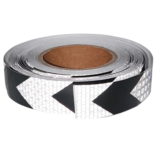 Black White Reflective Tape 1 inch Wide for Trailer, Outdoor Waterproof High Visibility Safety Warning Adhesive Strips (66 feet)