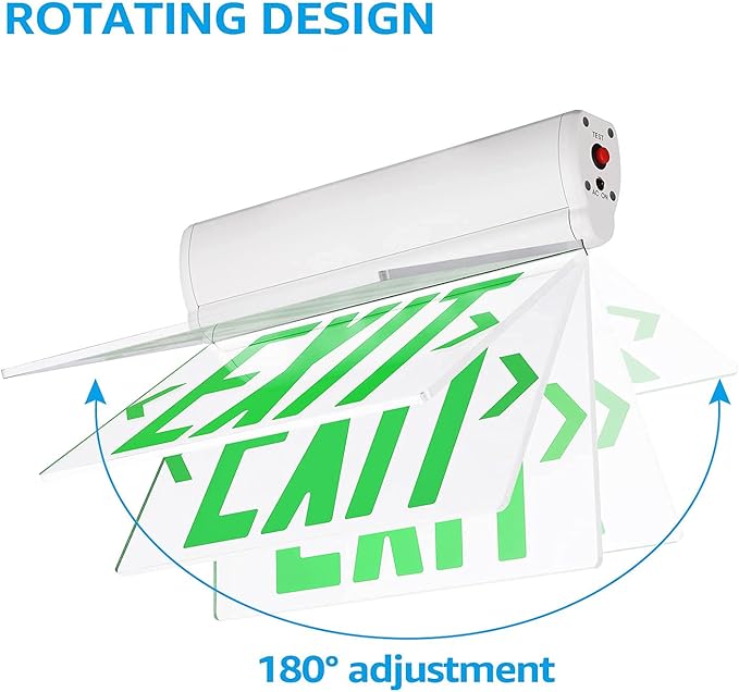 LEONLITE Green Emergency Exit Sign, UL 924, LED Edge Lit Exit Sign, Hardwired Exit Lights with Battery Backup, Double Sided, Rotating Acrylic Clear Panel, Top/Side/Wall Mount, AC 120/277V, Pack of 2