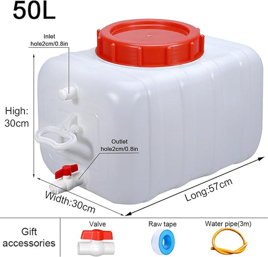 Water Storage Containers Water Carrier Plastic Water Tank with Tap Emergency Water Container 50L/80L/110L/200L Water Bucket Jug for Hiking Camping Driking Outdoors Indoors(Size:50L)