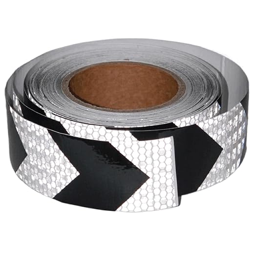 Black White Reflective Tape 2 inch X 66 feet, Outdoor Waterproof Hazard Conspicuity Warning Industrial Marking Tape