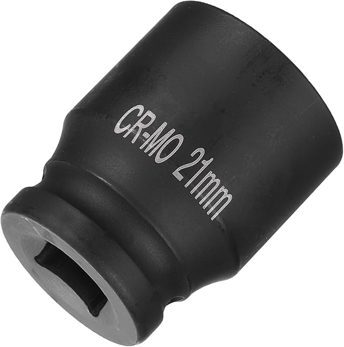 HARFINGTON 4 Point Square Socket 1/2" Drive 21mm Metric Square Impact Socket CR-MO Blackening Standard Wheel Sockets Pneumatic Socket Tool for Auto Repair Mechanical Maintenance Home Use