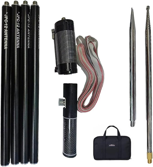 JPC-12 HF Antenna for Ham Radio, 7MHz-50MHz All Band Vertical Antenna with Slide Regulator, 131.23ft-19.68ft, 8 Bands, QRP Compatible, Portable for Outdoor Use
