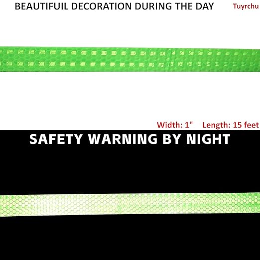 Industrial Reflective Tape Green 1 inch Wide, Outdoor Waterproof High Visibility Safety Warning Reflector Sticker Strips (15 feet)