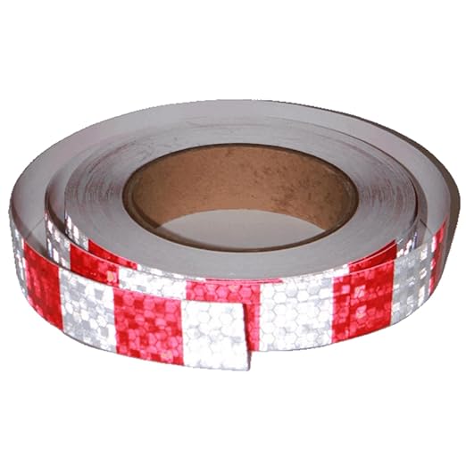Reflective Tape Red White 1 Inch x 68 Feet, Warning Conspicuity Reflector, Night Safety Sticker for Car Trailer Clothing