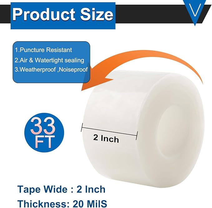 Window Insulation Tape for Winter Heavy Duty Weather Stripping Sealing Film Tape Draft Stopper 2 in x 105 Ft Keep Warm & Save Energy Easy Apply & Remove for Doors and Windows