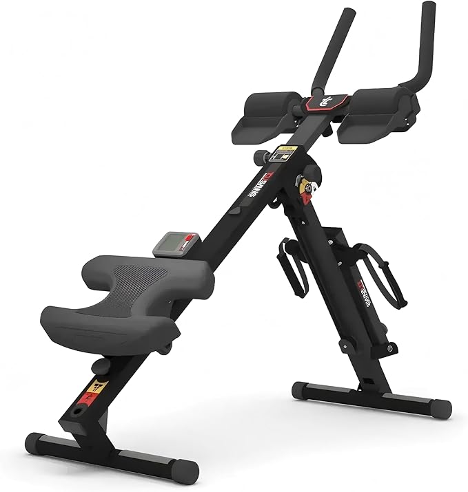 TOUSAINS 3 in 1 Adjustable AB Machine for Stomach Workout with 3 Heights, Foldable Rowing Machine for Home Gym with Comfortable seat & LCD Display Monitor, 330lbs Weight Capacity